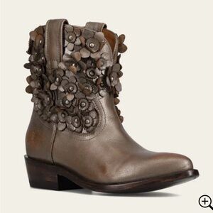 Frye Billy Pull On Metallic Flower Embellished Ankle Boots